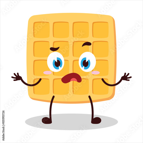 cute don't know expression of waffle character