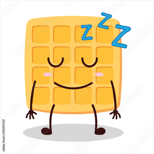 cute sleep expression of waffle character
