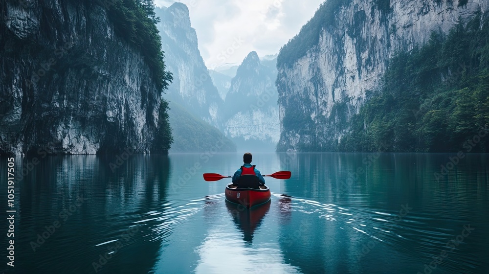 Solo Kayaking Through a Misty Mountain Canyon Solo Kayaking Through a Misty Mountain Canyon