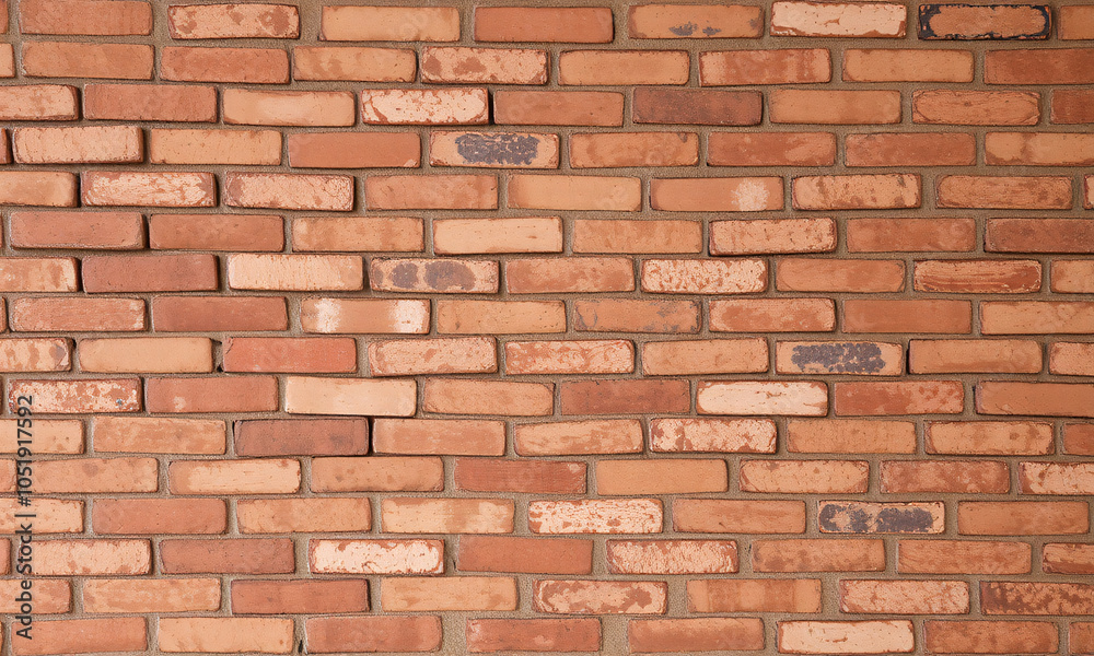 Obraz premium A classic vintage room with red and brown brick walls slightly weathered with rough textures