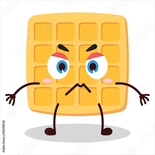 cute irritated expression of waffle character