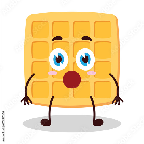 cute shocked expression of waffle character