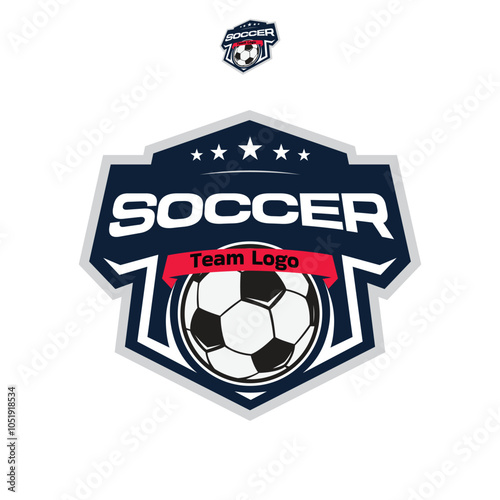 Football badge with shield logo designs, Modern soccer badge logo template