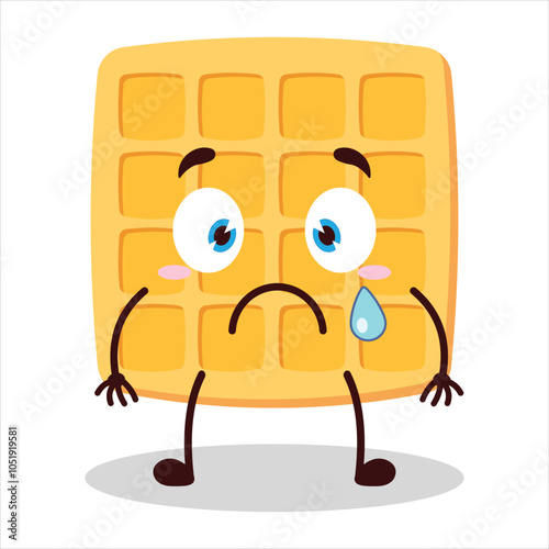 cute nervous expression of waffle character