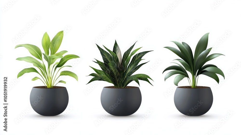 A variety of houseplants isolated on a white background.
A variety of houseplants isolated on a white background.