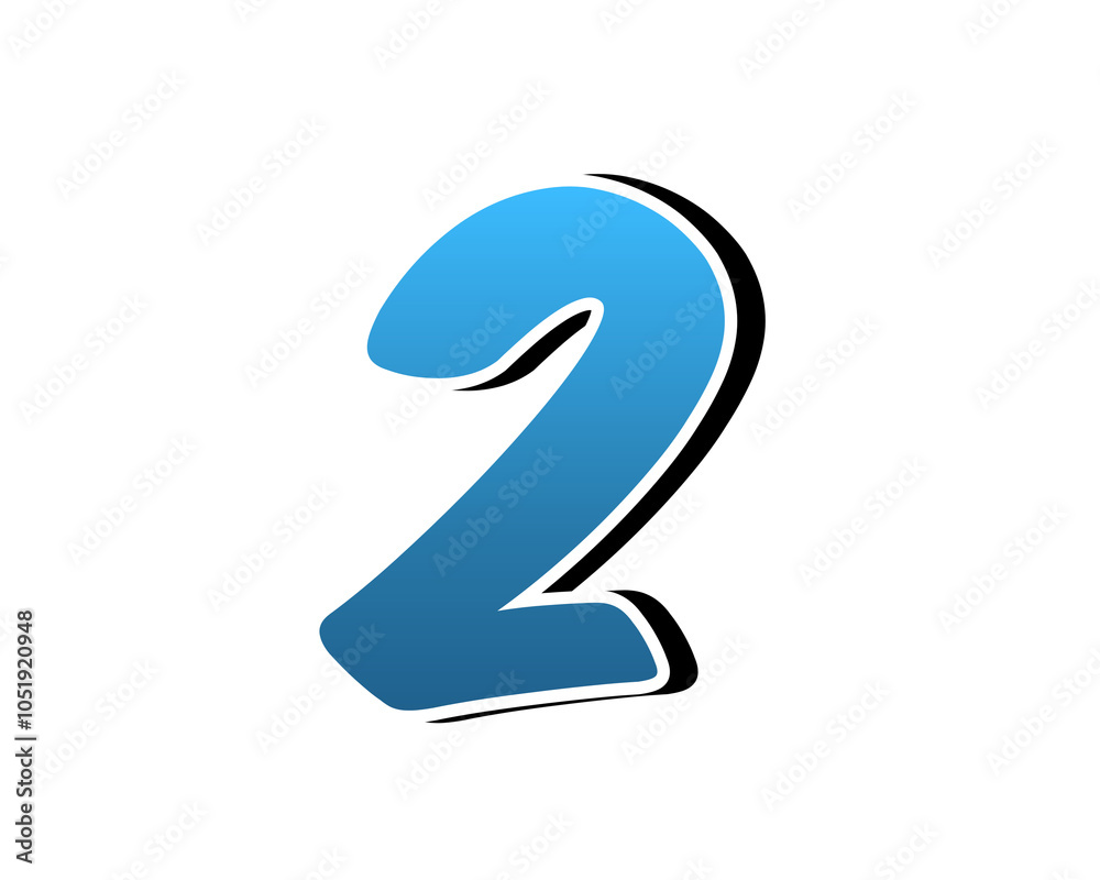 © MohFuadAzhar - Number 2 two 3D illustration on transparent background gradient blue color for design elements © MohFuadAzhar - Number 2 two 3D illustration on transparent background gradient blue color for design elements
