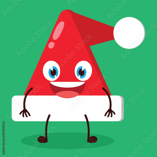 cute happy expression of Santa Clause hat character
