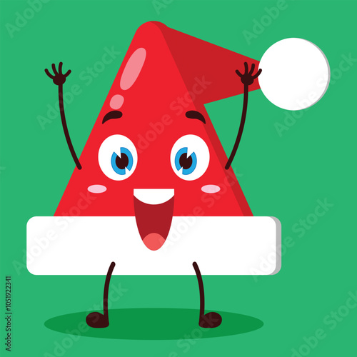 cute rise hand happy expression of Santa Clause hat character