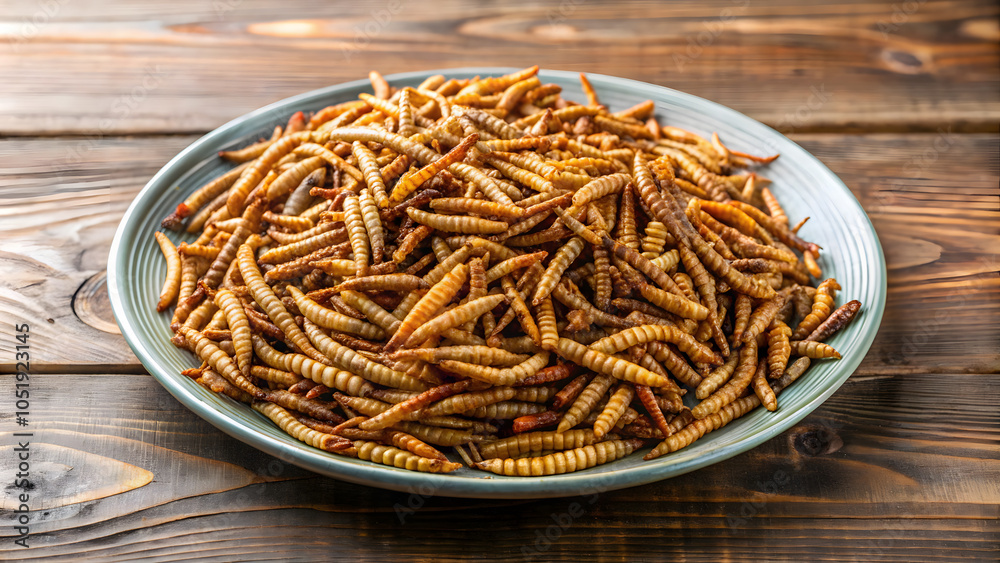 Flg heap of dry beetle-worm for animal feed, in a plate. dry beetle-worm for animal feed. Flg heap of dry beetle-worm for animal feed, in a plate. dry beetle-worm for animal feed.