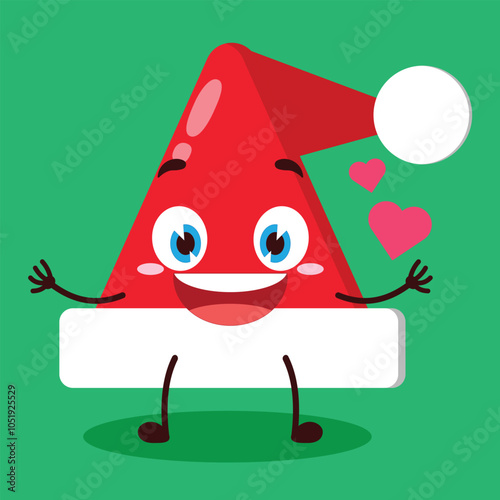 cute fall in love expression of Santa Clause hat character