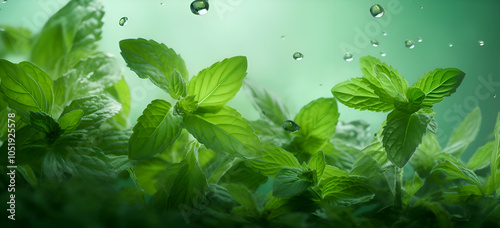 Mint leaves background fresh green spearmint leaves plantation