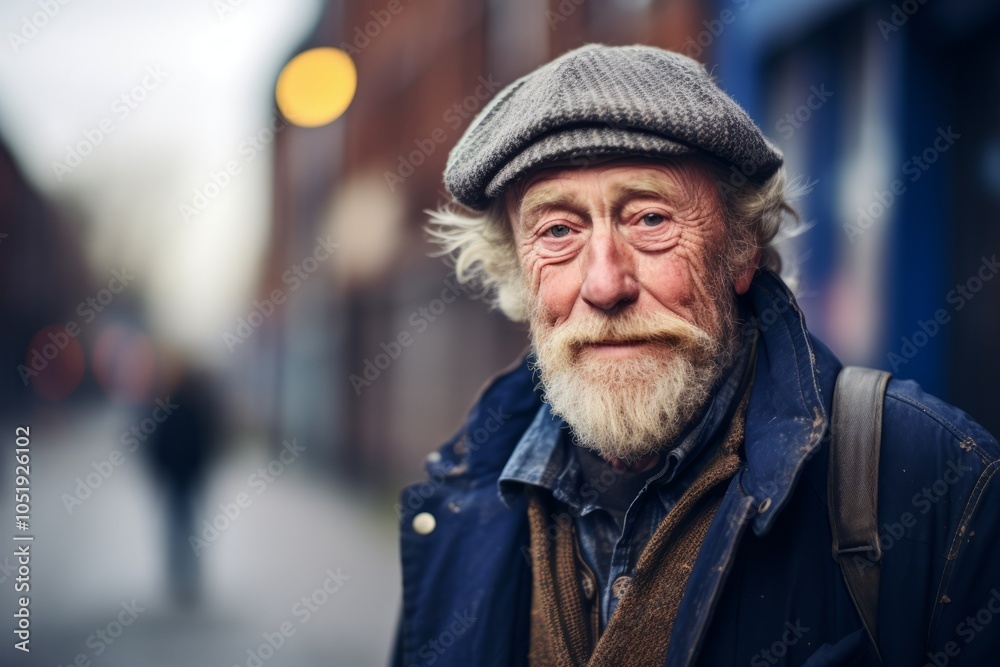 Portrait of an old man with a gray beard on the street Portrait of an old man with a gray beard on the street