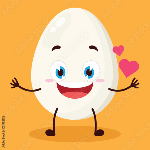 cute fall in love expression of egg character