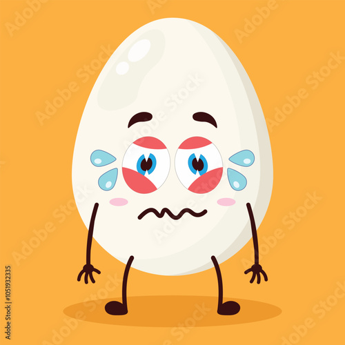 cute upset expression of egg character