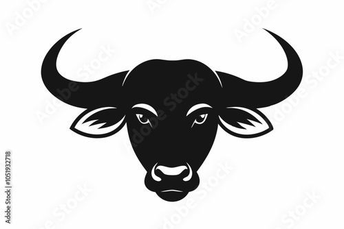 African Buffalo Head Silhouette, African Buffalo Head and Horns Clipart Vector