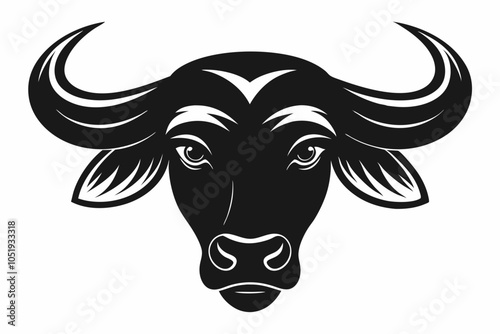 African Buffalo Head Silhouette, African Buffalo Head and Horns Clipart Vector