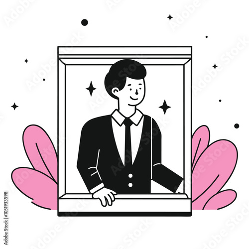   looking out the window business illustration 