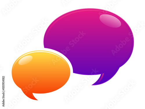 Two chat bubbles in purple and orange color