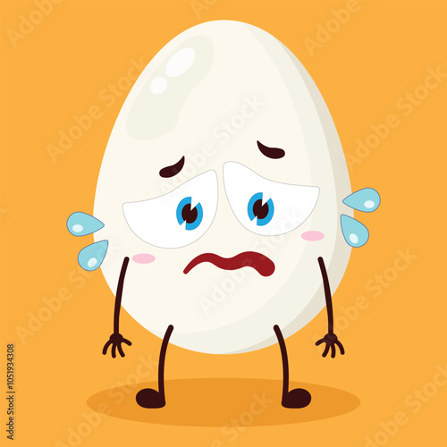 cute depressed expression of egg character