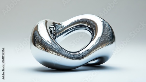 Chrome metal isolated 3d steel shape