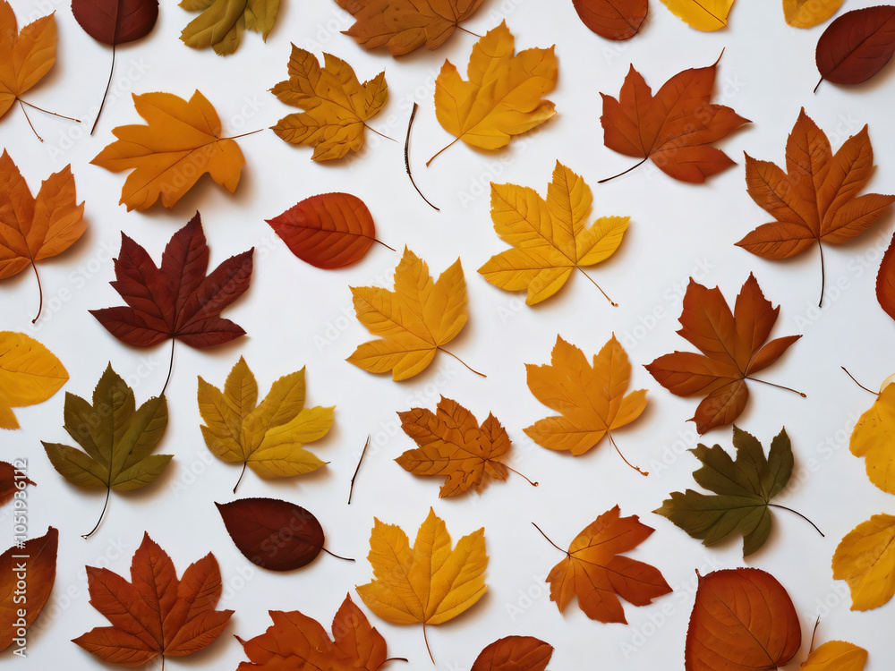 Fototapeta premium The fallen autumn leaves create a stunning, seasonal tapestry.