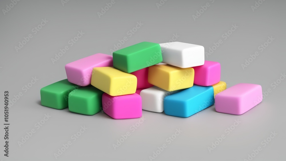 Obraz premium erasers on a gray background