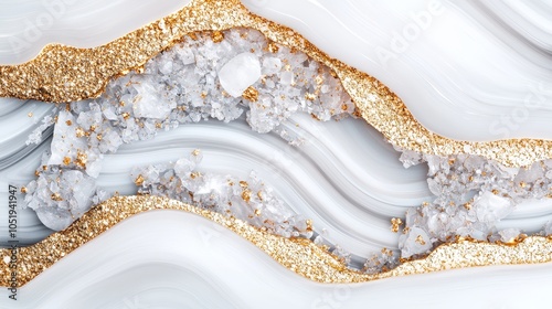 Elegant gold and white agate design with crystals a stunning visual of natural beauty and luxury