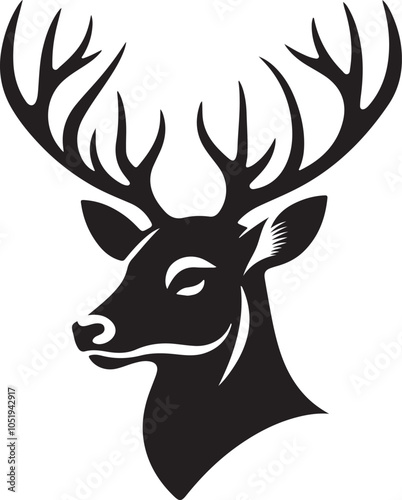 cute deer antlers animals head logo icon silhouette vector art flat design clipart illustrations photo