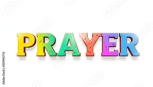 PRAYER colorful typography banner on transparent background isolated with white highlights, png