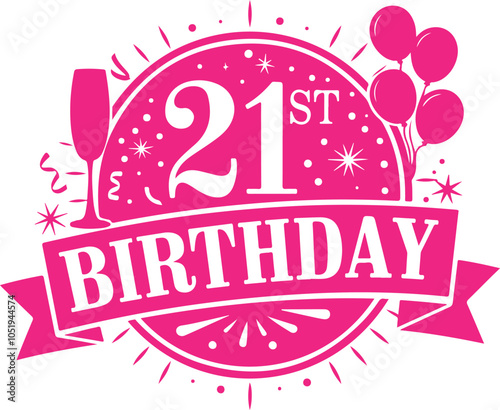 Canvas Print 21st Birthday Vector Illustration