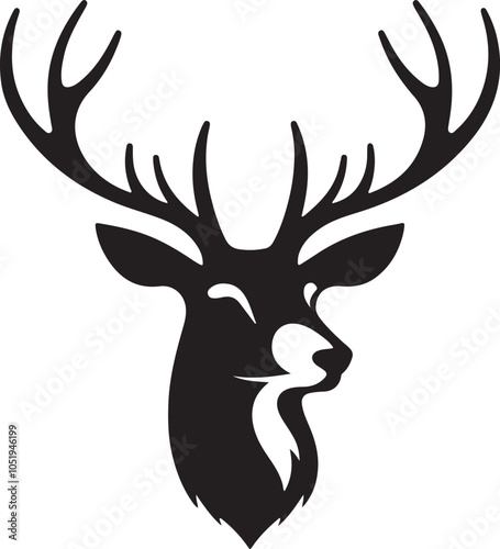 cute deer antlers animals head logo icon silhouette vector art flat design clipart illustrations photo