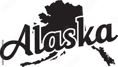 Alaska State Shape Retro Typography Illustration
