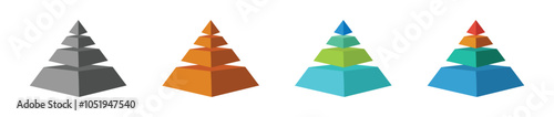 Pyramid infographic template with 4 tiers. Blank 4 tier infographic. Pyramid infographic template concepts
