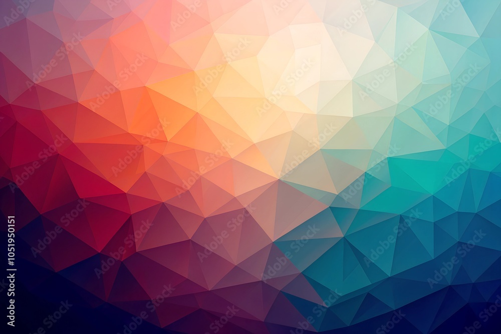 Obraz premium Minimalistic polygon background with a gradient fade from warm to cool tones. Ideal for abstract designs, modern backdrops, and digital themes.