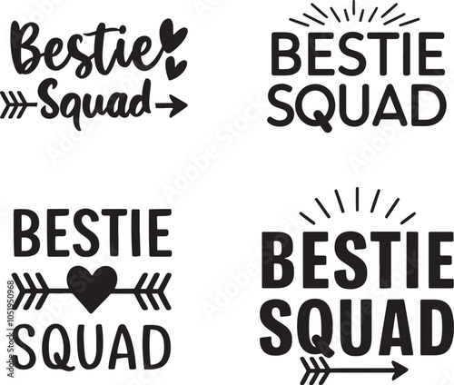 Bestie Squad Typography Vector Graphic Set photo