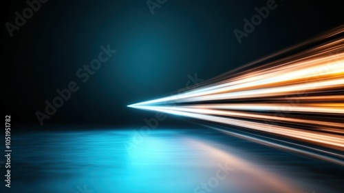 Focused streams of light converging into a pointed shape on a dark surface, creating a strong visual representation of speed and precision in modern digital art. photo