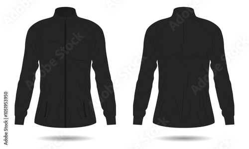 Black women's sports jacket front and back view