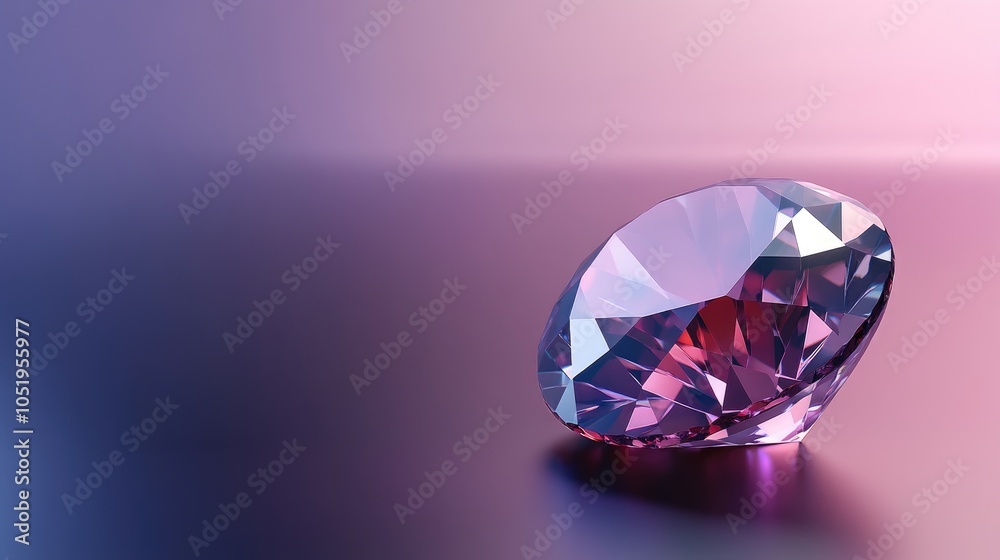 Sparkling Diamond Reflecting on Purple Background with Depth of Color Sparkling Diamond Reflecting on Purple Background with Depth of Color