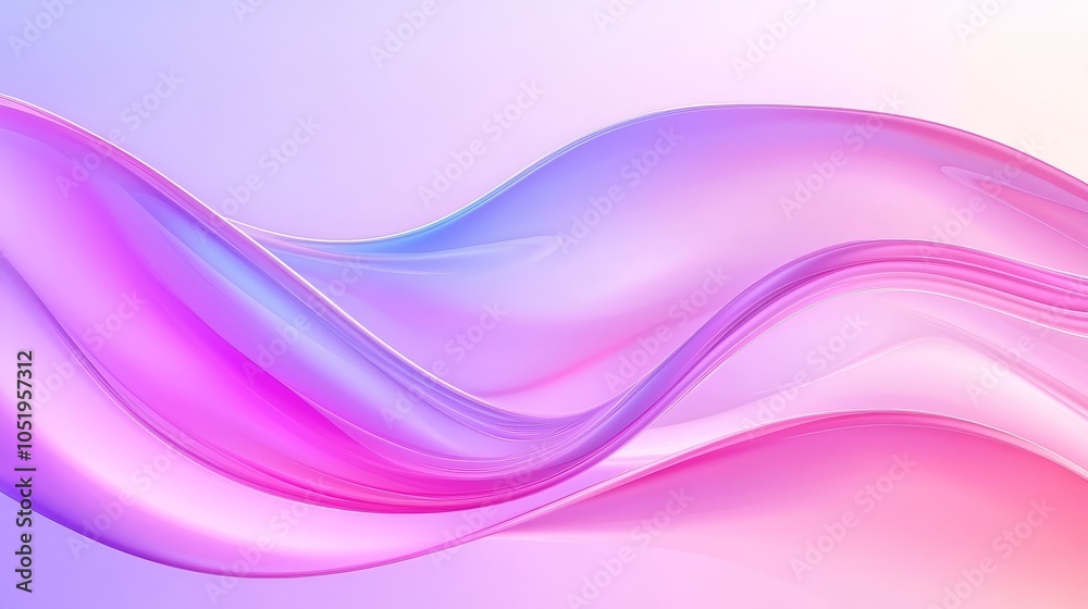 Fototapeta premium Elegant flowing waves of soft pink and purple light creating a serene and calming atmosphere for visual design projects