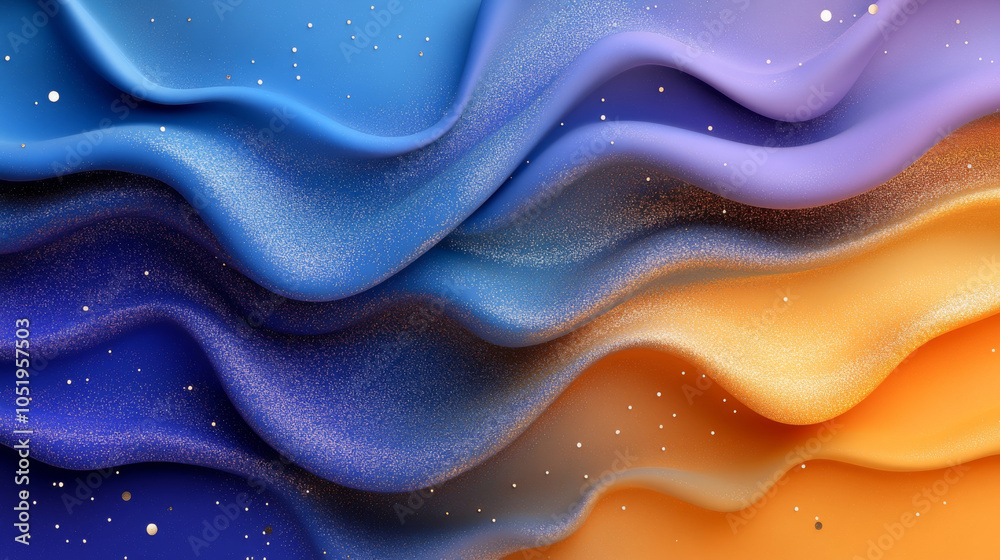 vibrant abstract design featuring flowing waves in shades of blue, purple, and orange, creating sense of movement and depth. sparkling elements add touch of elegance and intrigue vibrant abstract design featuring flowing waves in shades of blue, purple, and orange, creating sense of movement and depth. sparkling elements add touch of elegance and intrigue