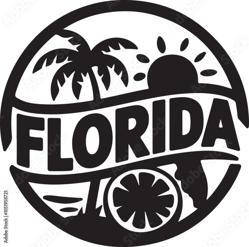 Florida Circle Retro Sign Vector Graphic