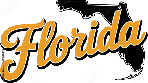 Florida Typography And State Shape Vector