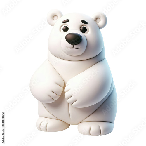 Cute 3D Illustration of a White Polar Bear