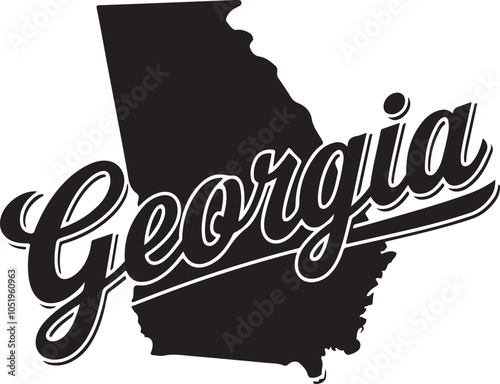 Georgia State Shape Retro Typography