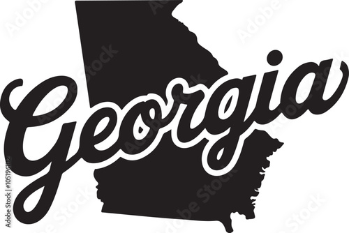 Georgia State Shape Retro Typography Vector