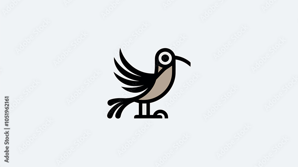 Fototapeta premium Elegant Black Silhouette Logo of a Flying Bird 