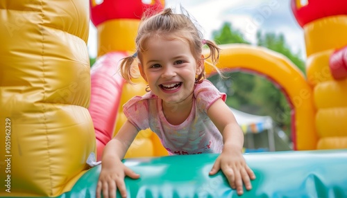 Pure Happiness: A Joyful Child's Adventure in an Inflatable Castle