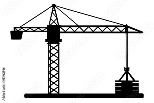 Construction crane vector silhouette design.