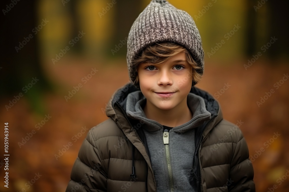 Portrait of a cute boy in the autumn forest, outdoor shot Portrait of a cute boy in the autumn forest, outdoor shot