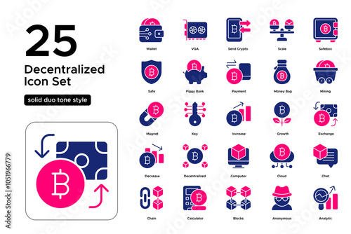 Decentralized Solid Duo Tone Icon Set: Peer-to-Peer Networks, Distributed Systems, and Open Source Platforms Icons